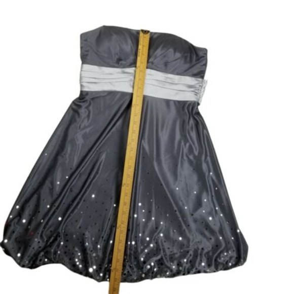 Dressbarn Cocktail Dress Woman Sz 8 M Gray Silver Dots Sleeveless Bubble Knee - Picture 8 of 12